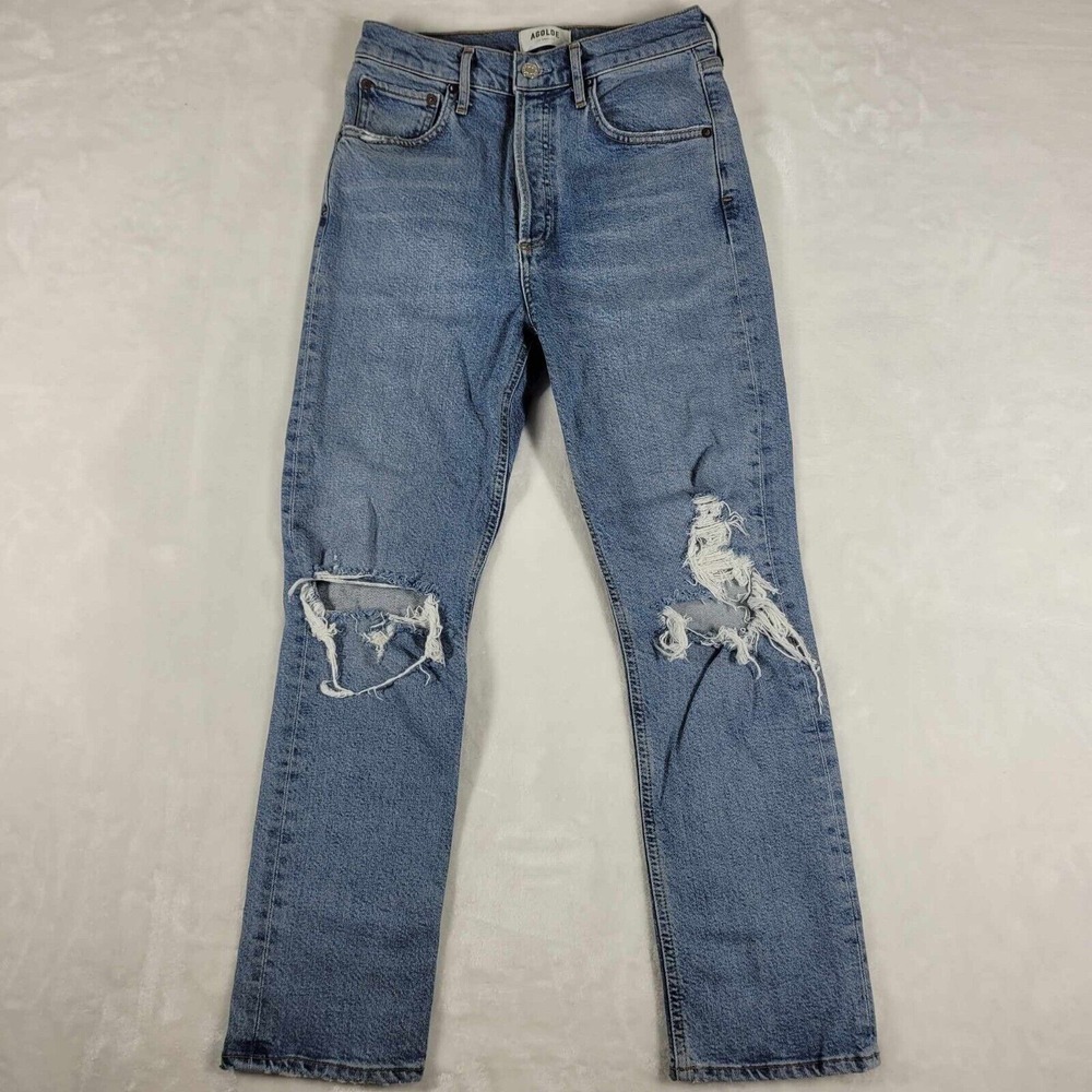 AGOLDE Riley Jeans‎ Women's Size 25 High Rise Waist Crop Straight Leg Distressed